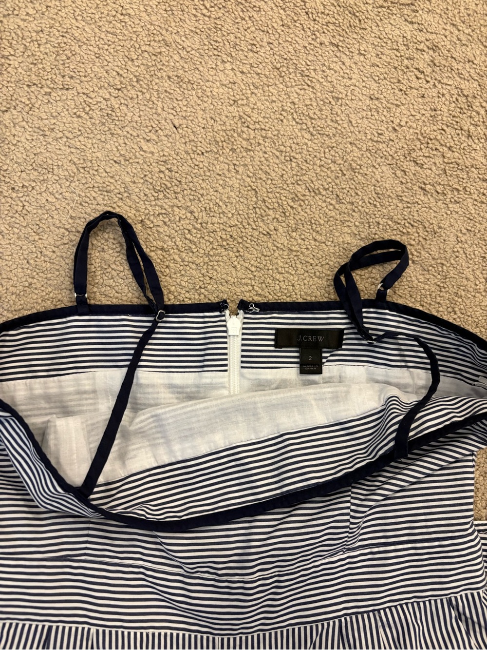 ⁠J.Crew Marseille Blue White Pinstripe Wide Leg Crop Jumpsuit Size 2 - Picture 4 of 11